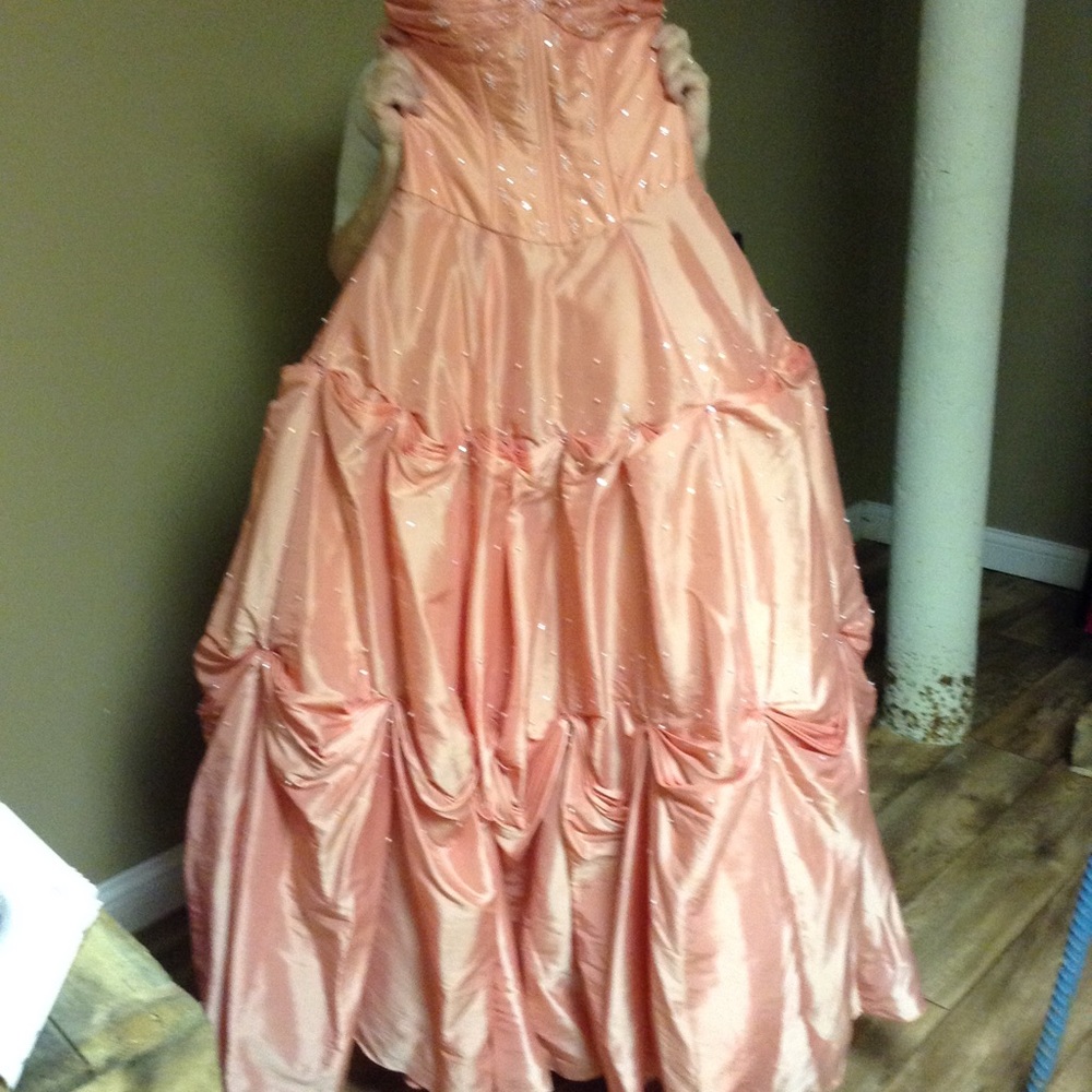 Coral full length prom dress